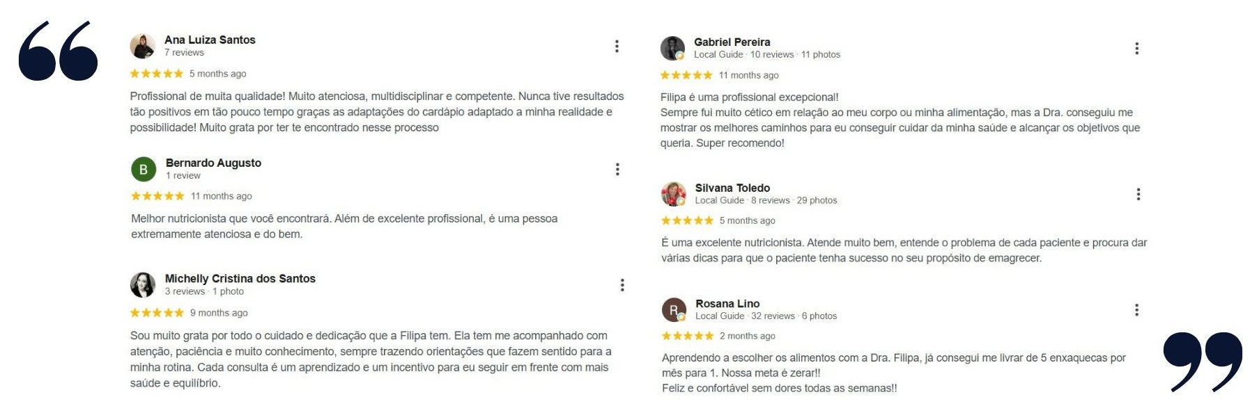 Depoimentos de pacientes
